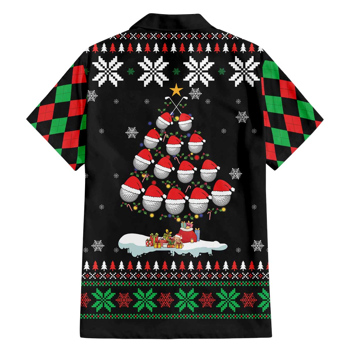 Golf Christmas Tree Snow Family Matching Off The Shoulder Long Sleeve Dress and Hawaiian Shirt - Wonder Print Shop