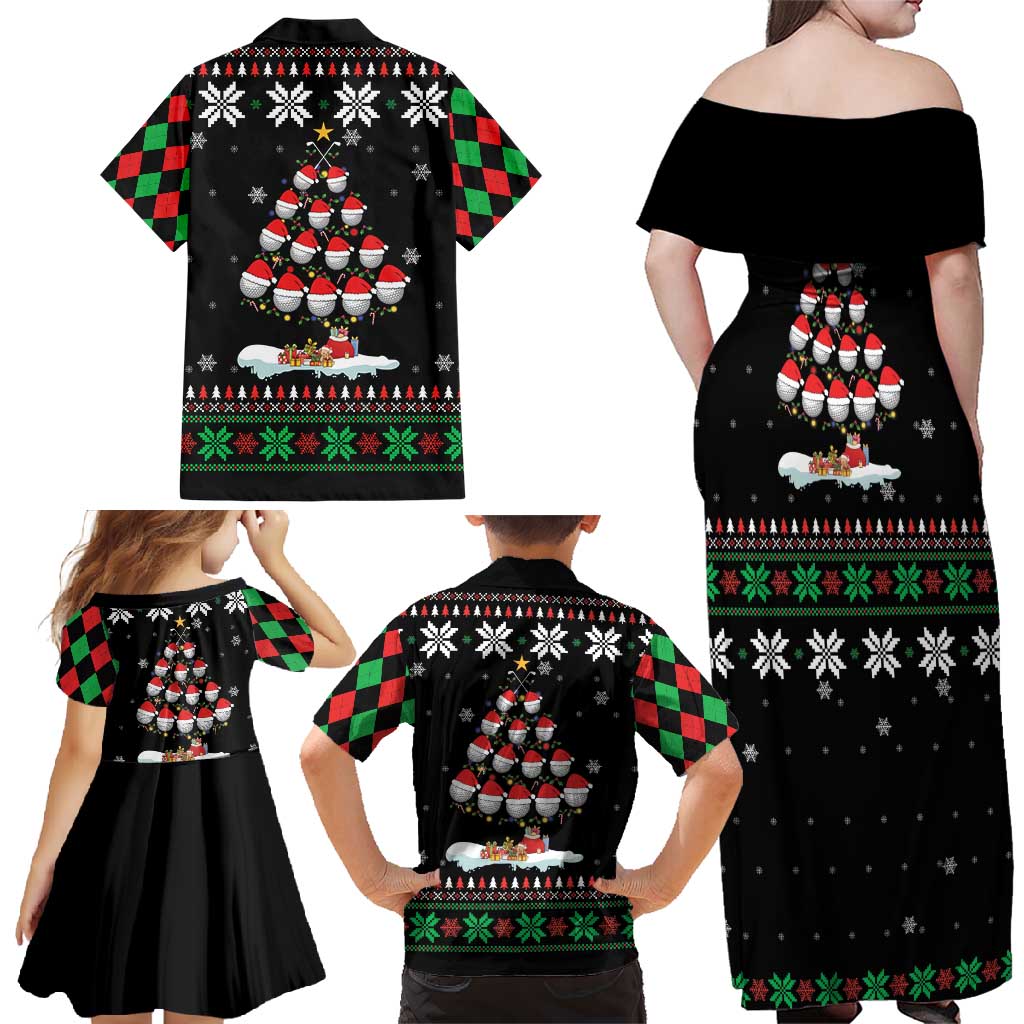 Golf Christmas Tree Snow Family Matching Off Shoulder Maxi Dress and Hawaiian Shirt - Wonder Print Shop