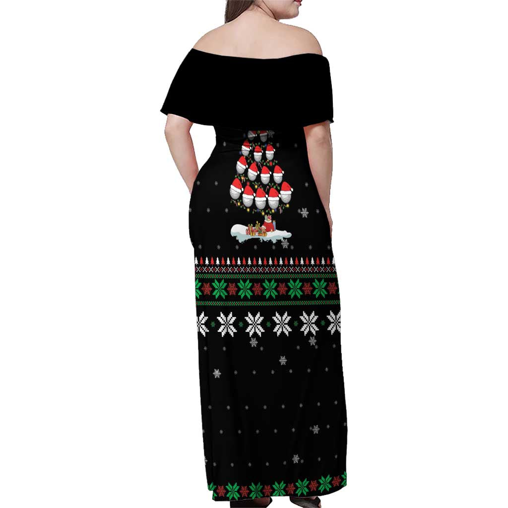 Golf Christmas Tree Snow Family Matching Off Shoulder Maxi Dress and Hawaiian Shirt - Wonder Print Shop