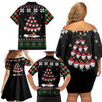 Golf Christmas Tree Snow Family Matching Off Shoulder Short Dress and Hawaiian Shirt - Wonder Print Shop
