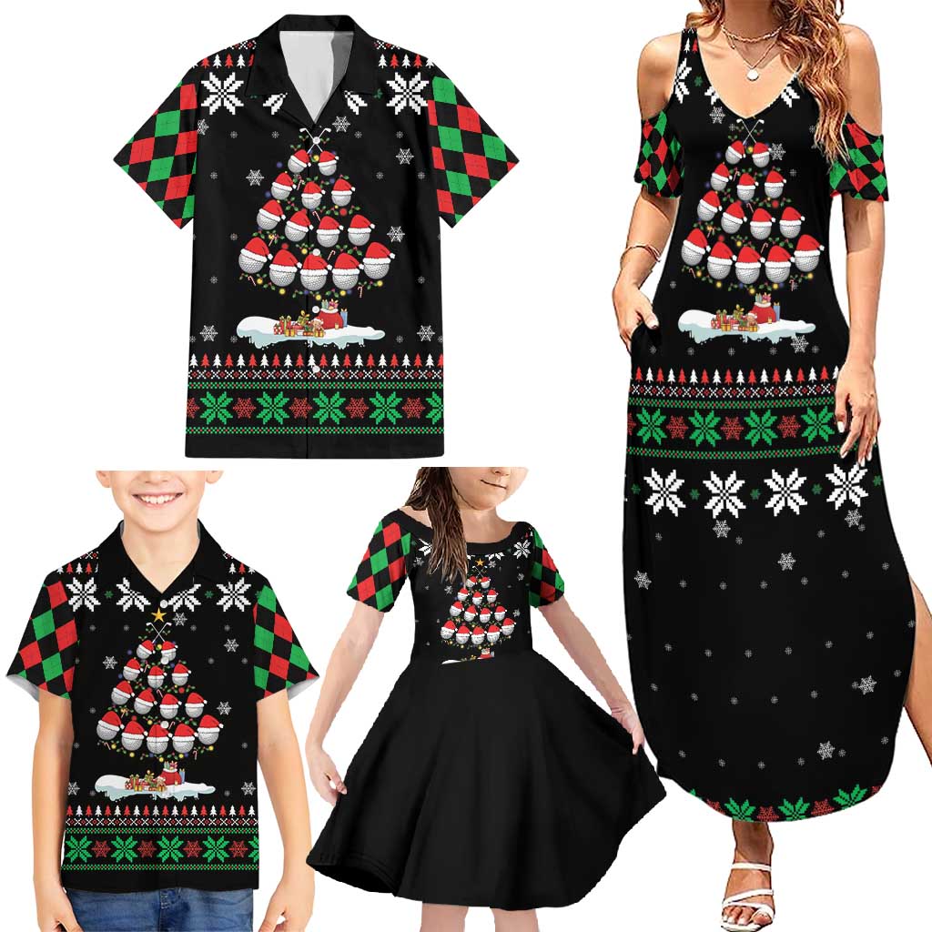 Golf Christmas Tree Snow Family Matching Summer Maxi Dress and Hawaiian Shirt - Wonder Print Shop