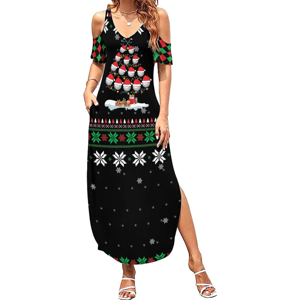 Golf Christmas Tree Snow Family Matching Summer Maxi Dress and Hawaiian Shirt - Wonder Print Shop