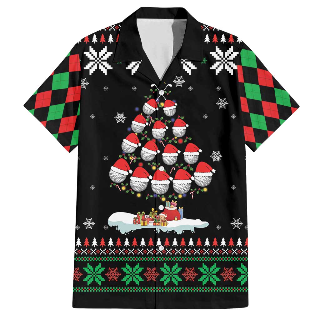 Golf Christmas Tree Snow Family Matching Tank Maxi Dress and Hawaiian Shirt - Wonder Print Shop