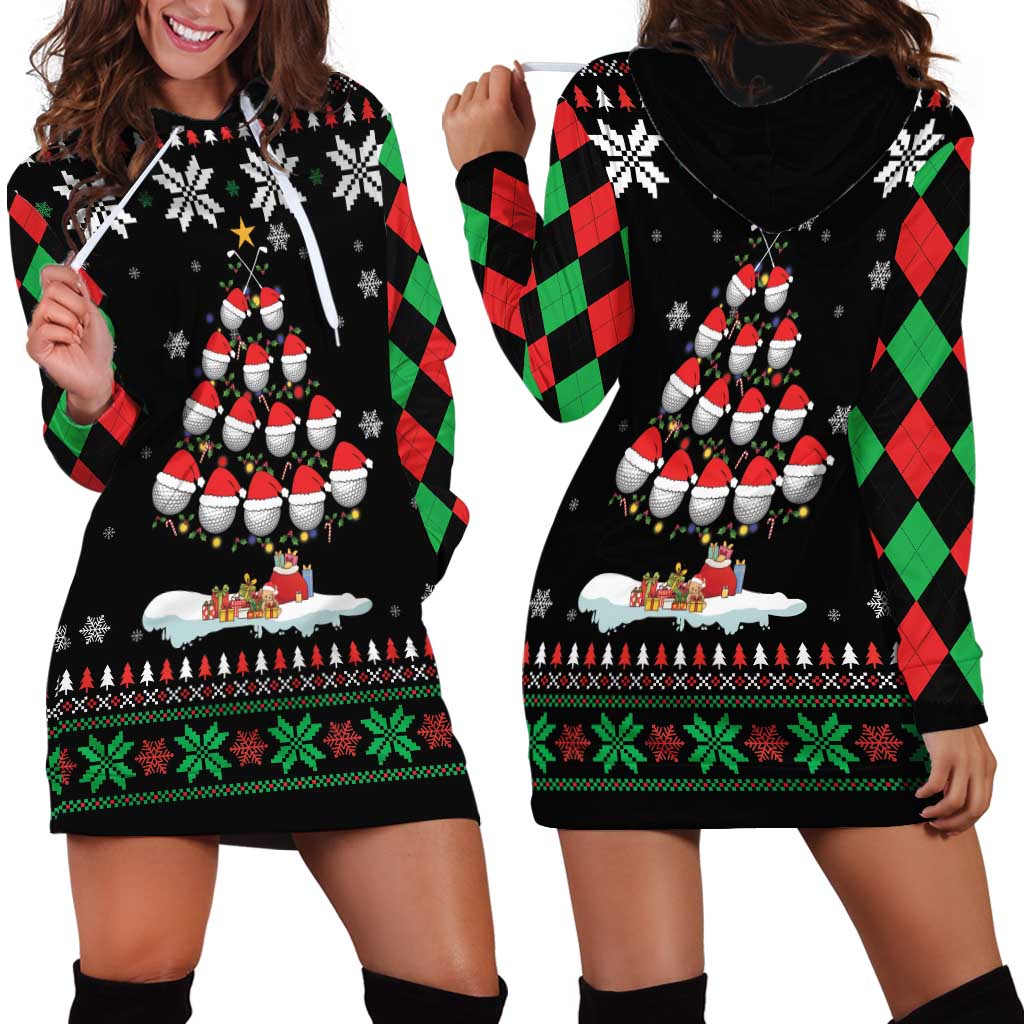 Golf Christmas Tree Snow Hoodie Dress - Wonder Print Shop