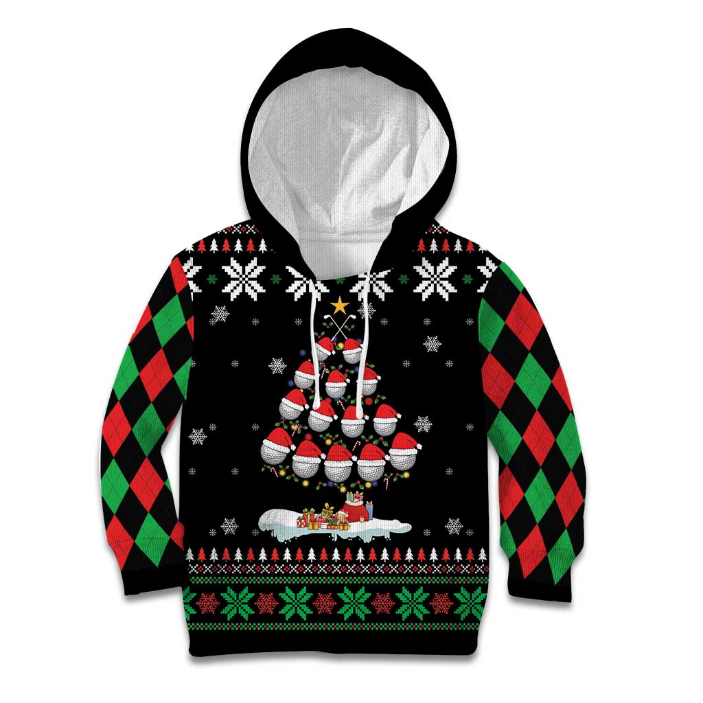 Golf Christmas Tree Snow Kid Hoodie - Wonder Print Shop
