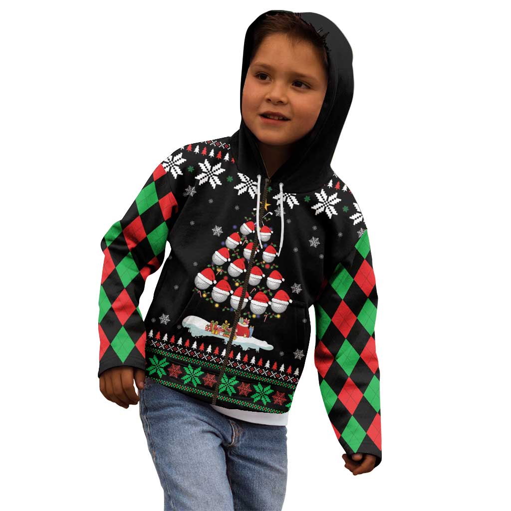 Golf Christmas Tree Snow Kid Hoodie - Wonder Print Shop