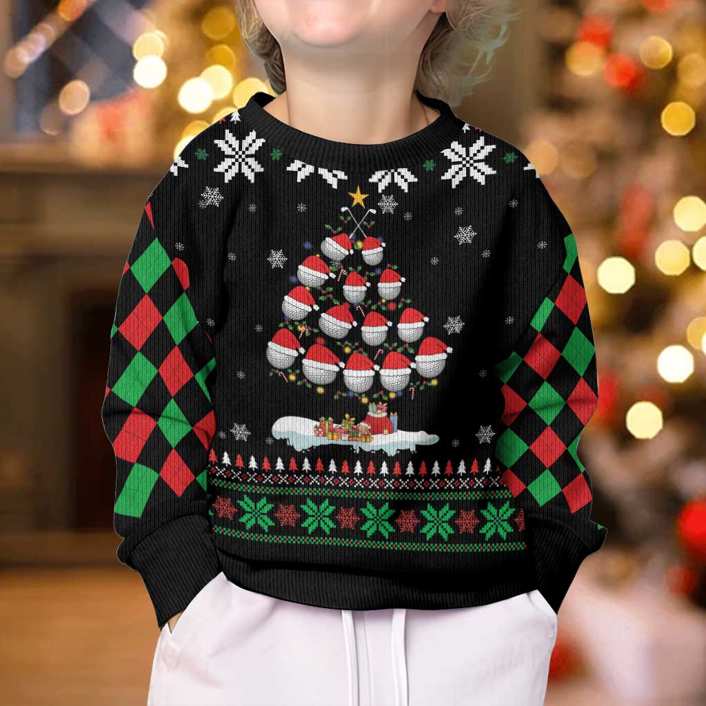 Golf Christmas Tree Snow Kid Ugly Christmas Sweater - Wonder Print Shop