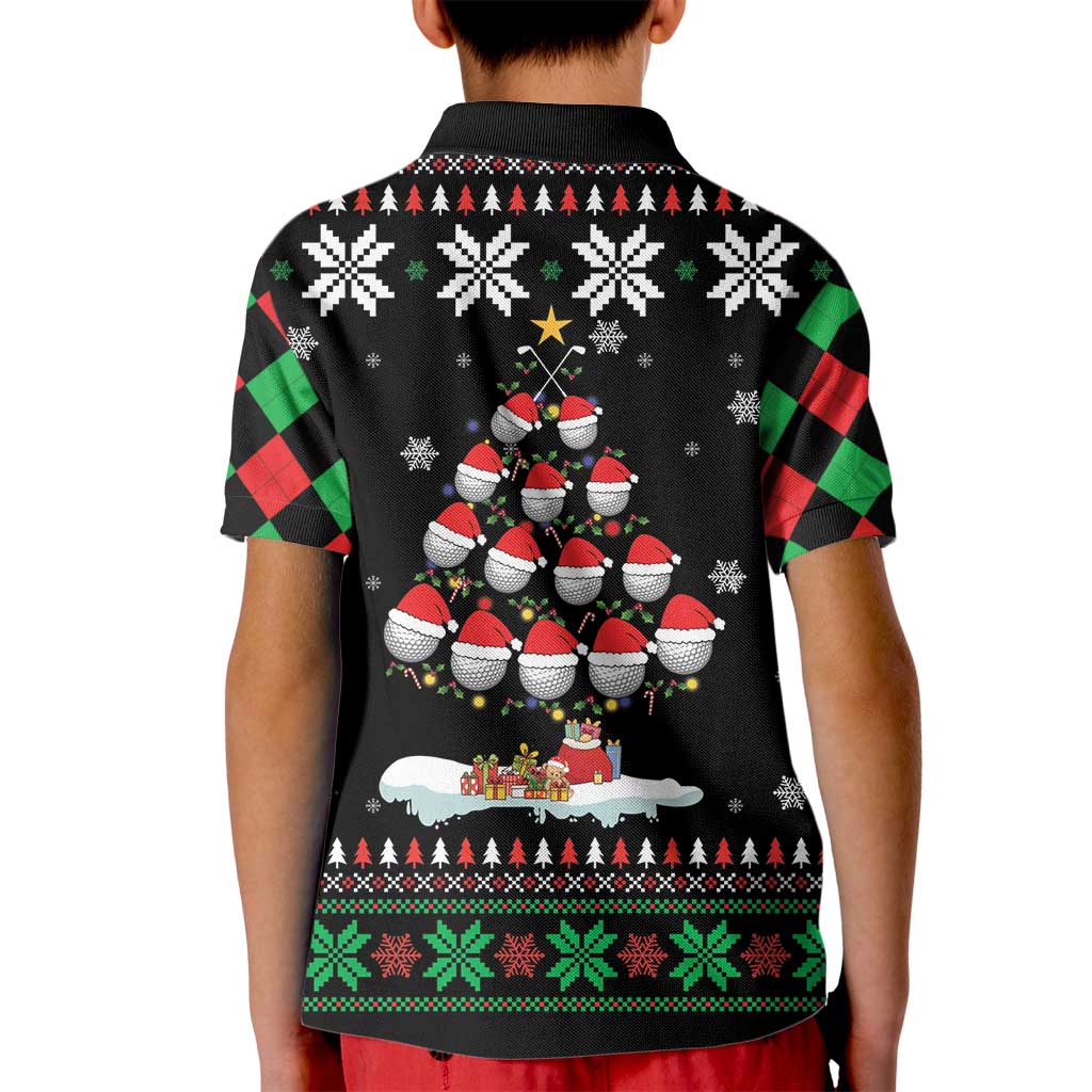 Golf Christmas Tree Snow Kid Polo Shirt - Wonder Print Shop