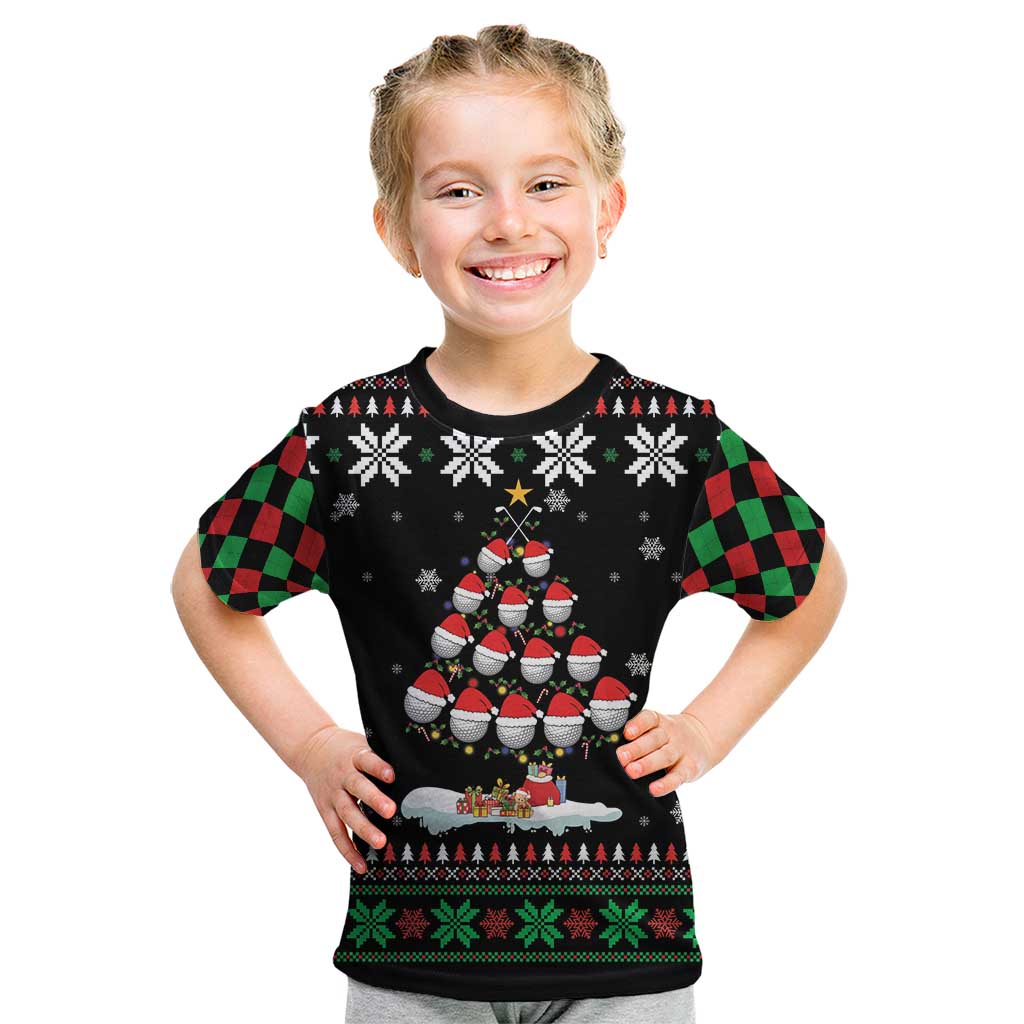 Golf Christmas Tree Snow Kid T Shirt - Wonder Print Shop
