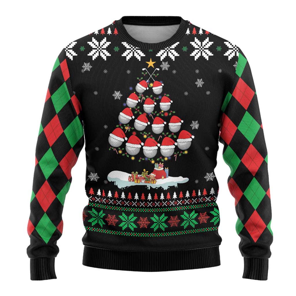 Golf Christmas Tree Snow Ugly Christmas Sweater - Wonder Print Shop