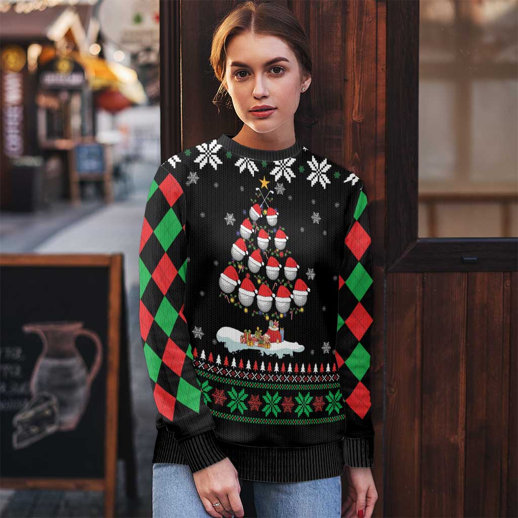 Golf Christmas Tree Snow Ugly Christmas Sweater - Wonder Print Shop