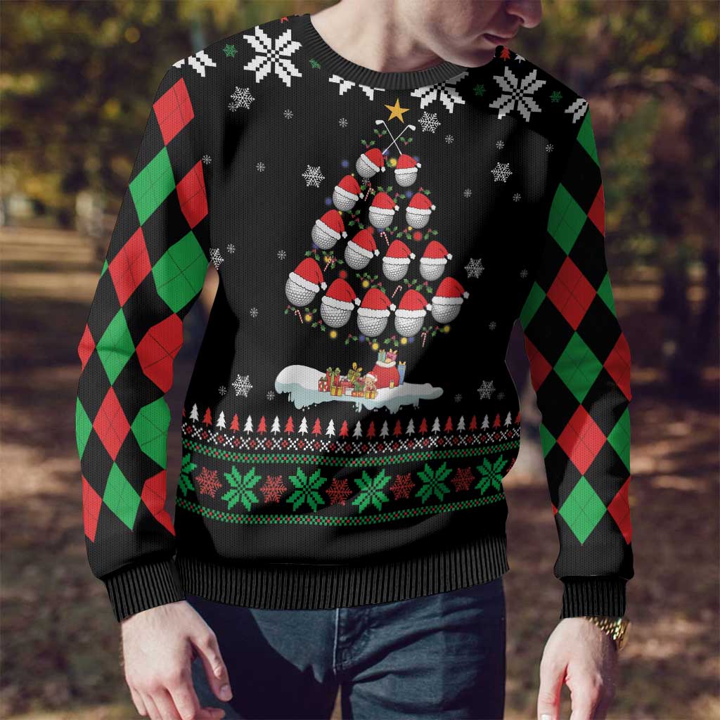 Golf Christmas Tree Snow Ugly Christmas Sweater - Wonder Print Shop