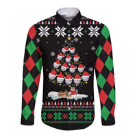 Golf Christmas Tree Snow Long Sleeve Button Shirt - Wonder Print Shop
