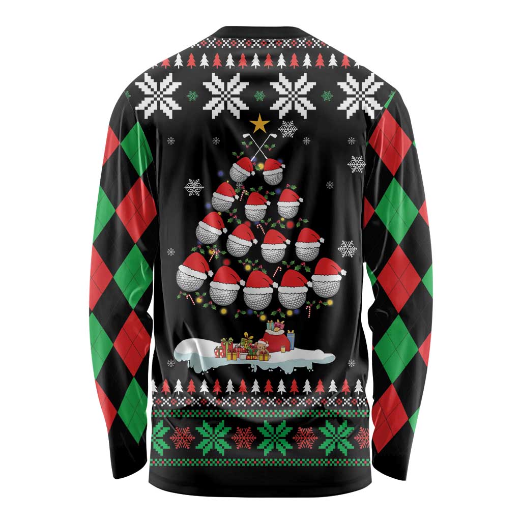 Golf Christmas Tree Snow Long Sleeve Shirt - Wonder Print Shop