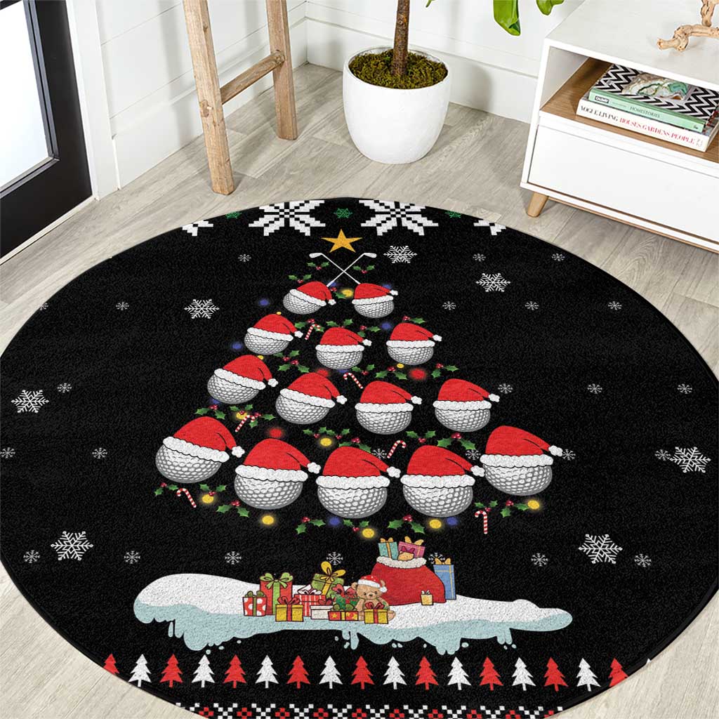 Golf Christmas Tree Snow Round Carpet
