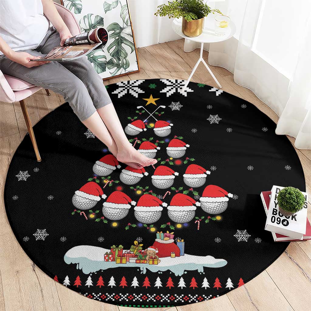 Golf Christmas Tree Snow Round Carpet