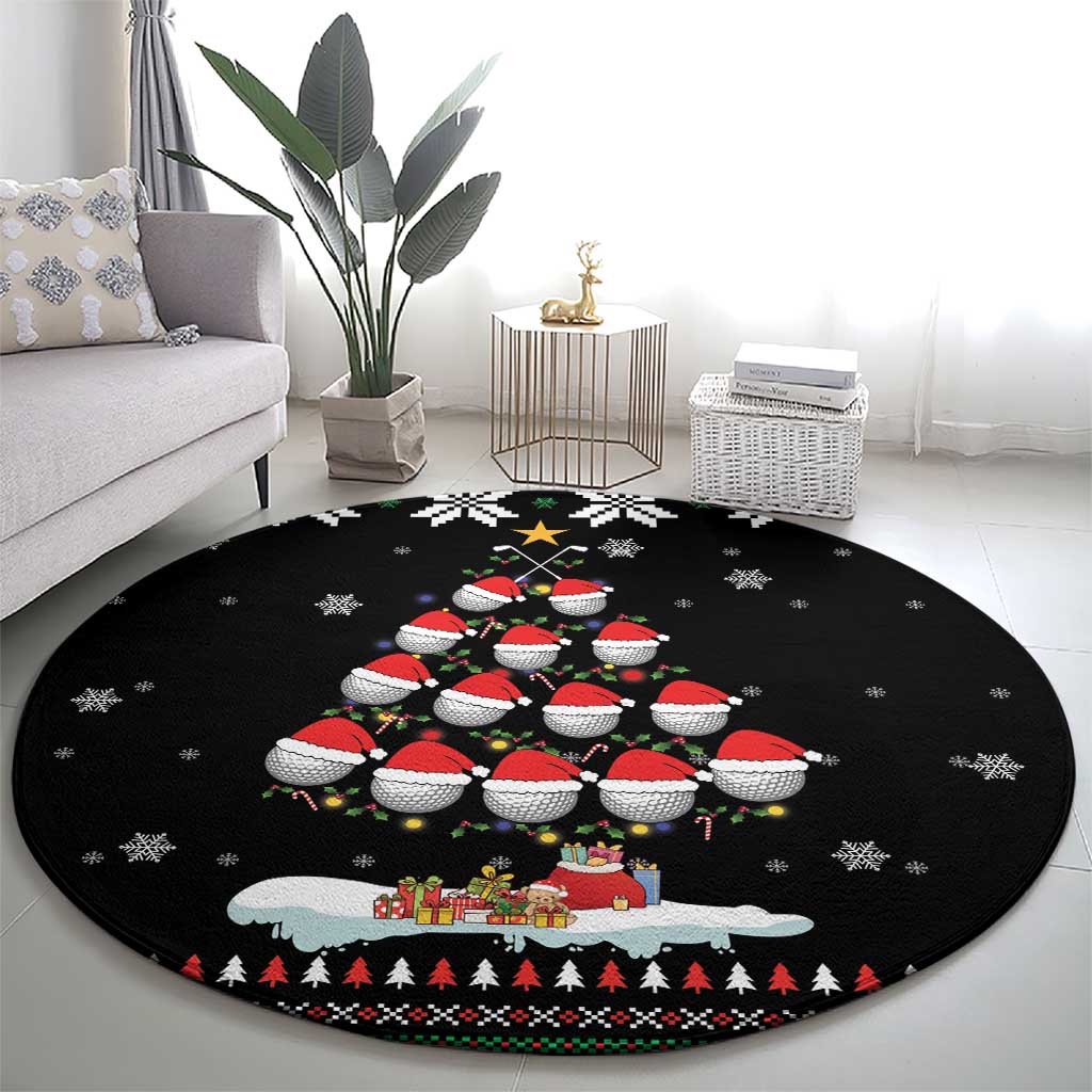 Golf Christmas Tree Snow Round Carpet