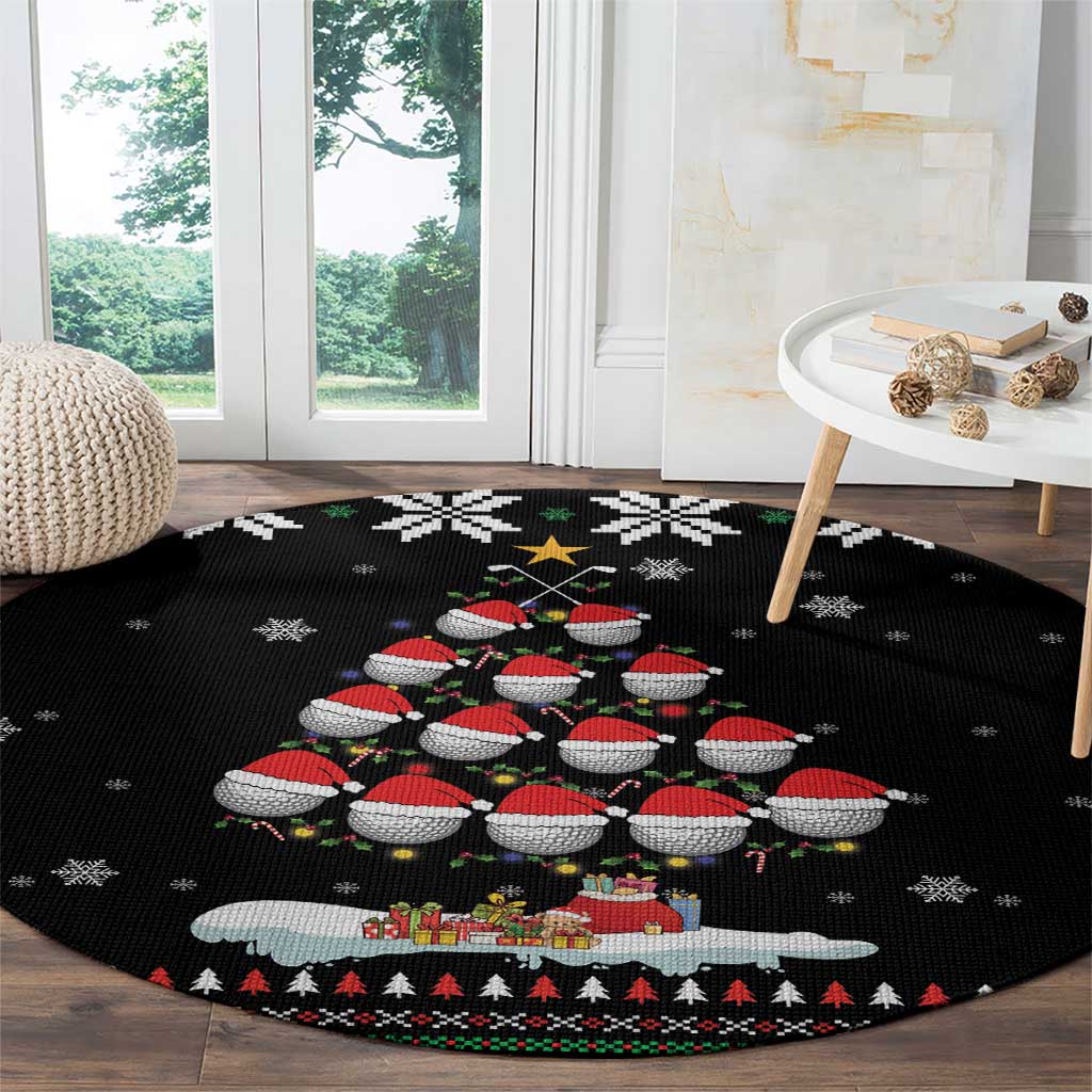 Golf Christmas Tree Snow Round Carpet