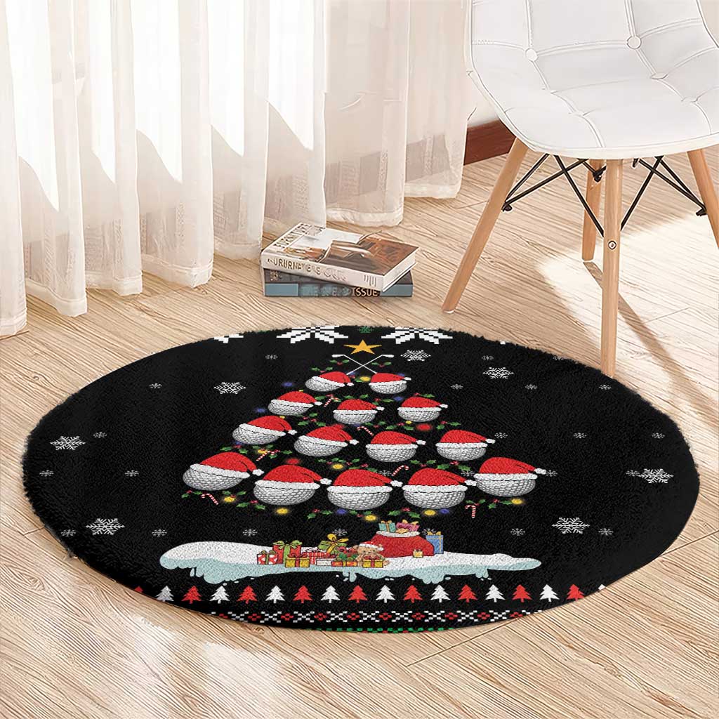 Golf Christmas Tree Snow Round Carpet