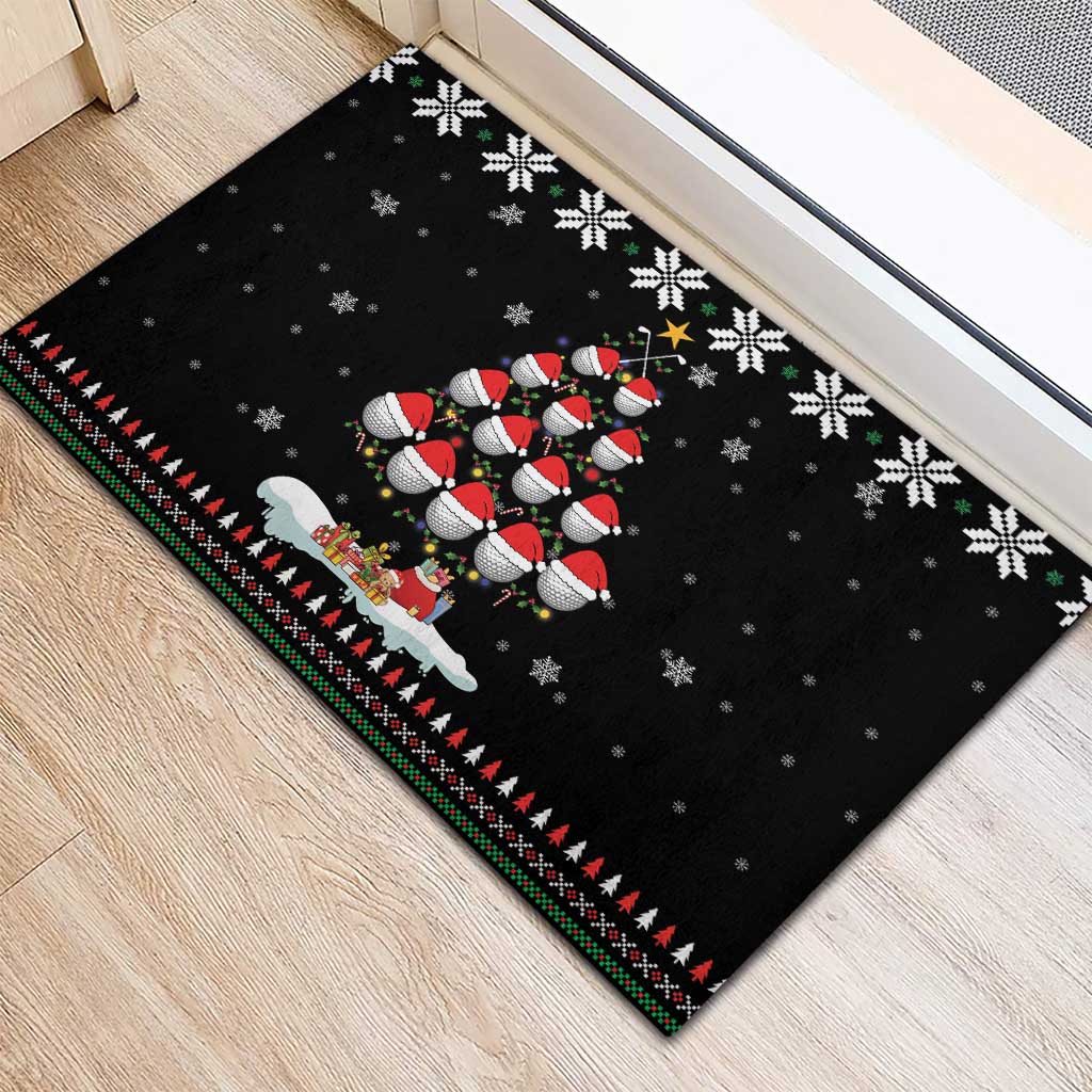 Golf Christmas Tree Snow Rubber Doormat - Wonder Print Shop