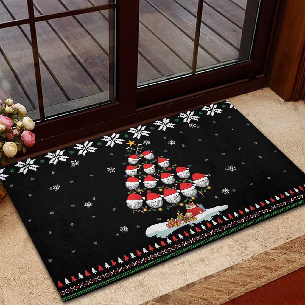 Golf Christmas Tree Snow Rubber Doormat - Wonder Print Shop