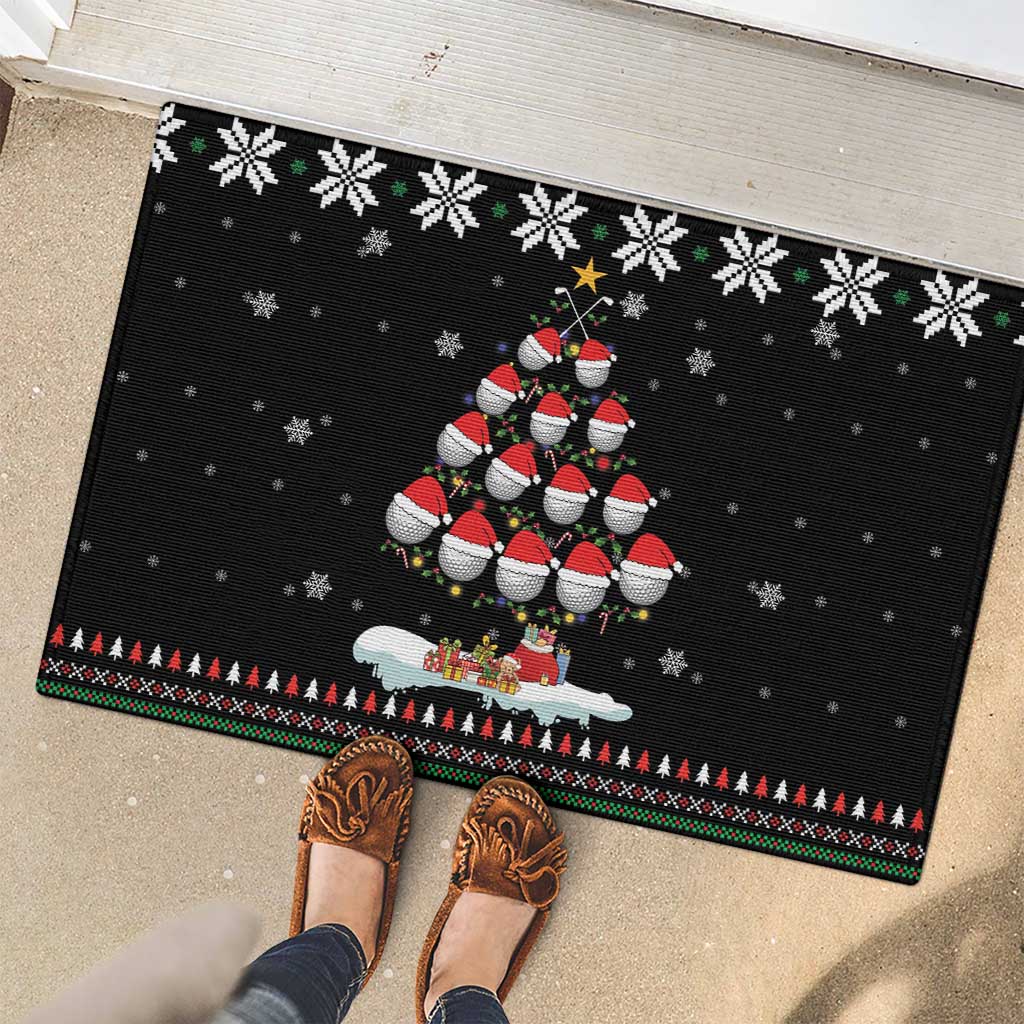 Golf Christmas Tree Snow Rubber Doormat - Wonder Print Shop