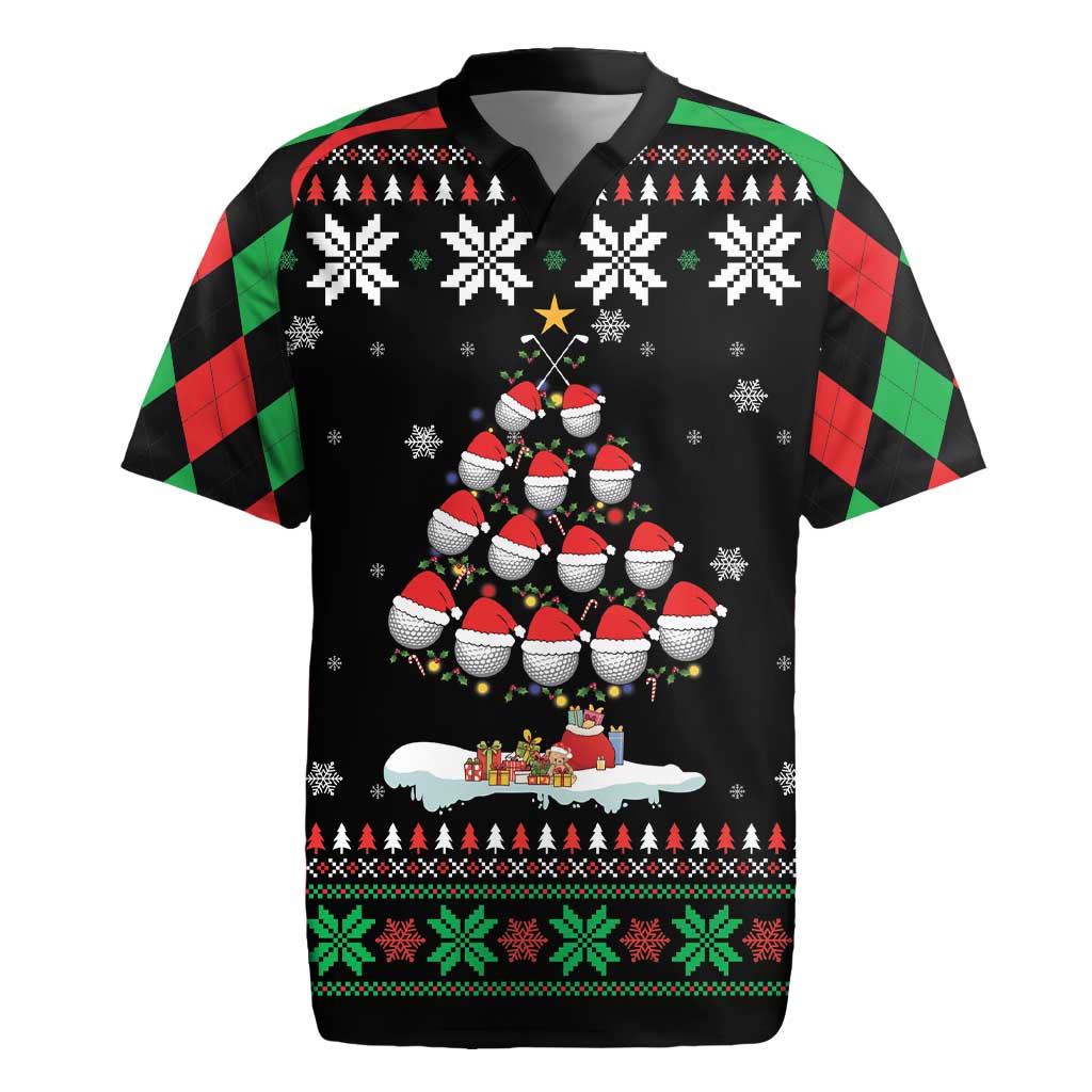 Golf Christmas Tree Snow Rugby Jersey - Wonder Print Shop