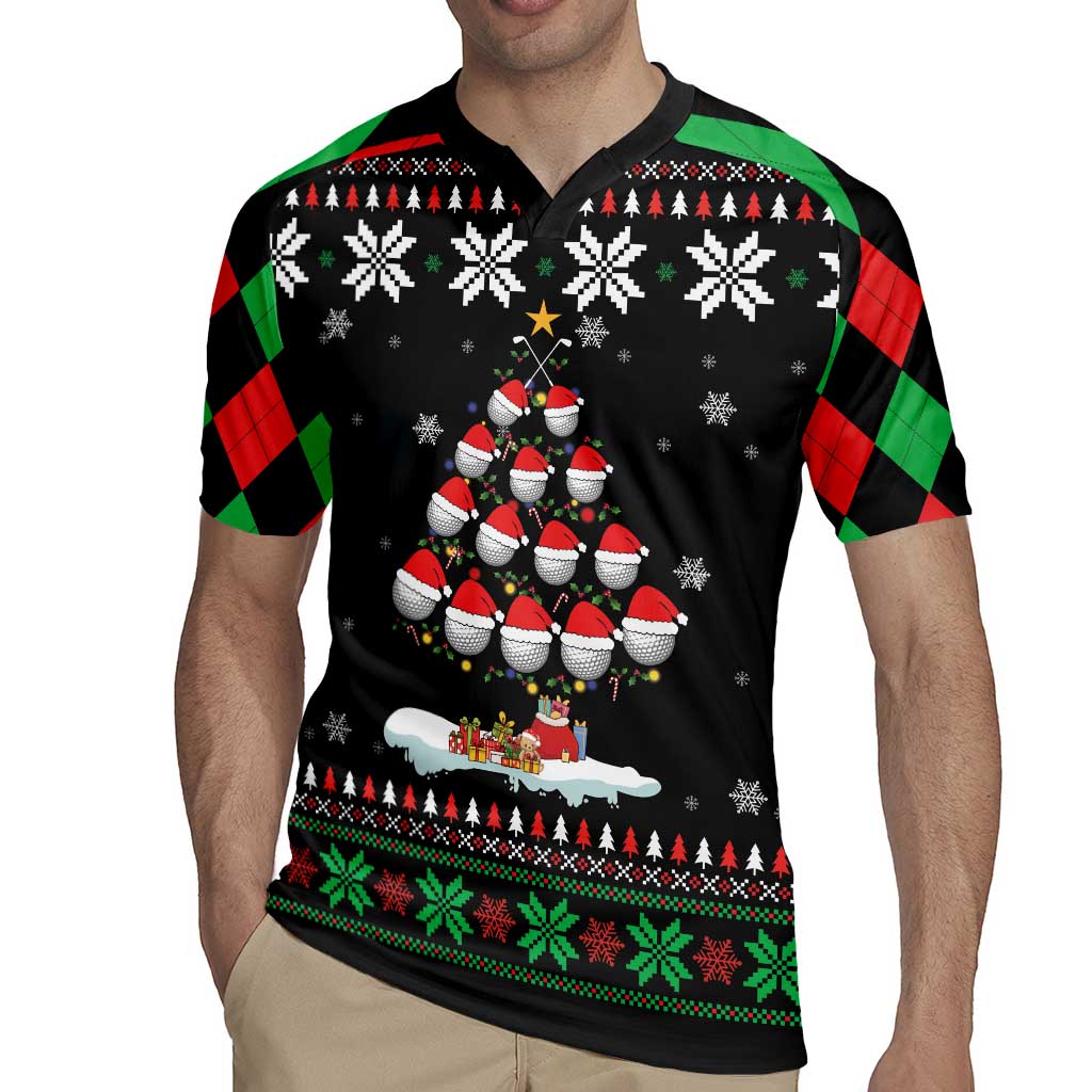 Golf Christmas Tree Snow Rugby Jersey - Wonder Print Shop