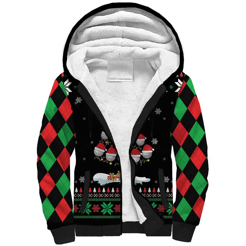 Golf Christmas Tree Snow Sherpa Hoodie - Wonder Print Shop