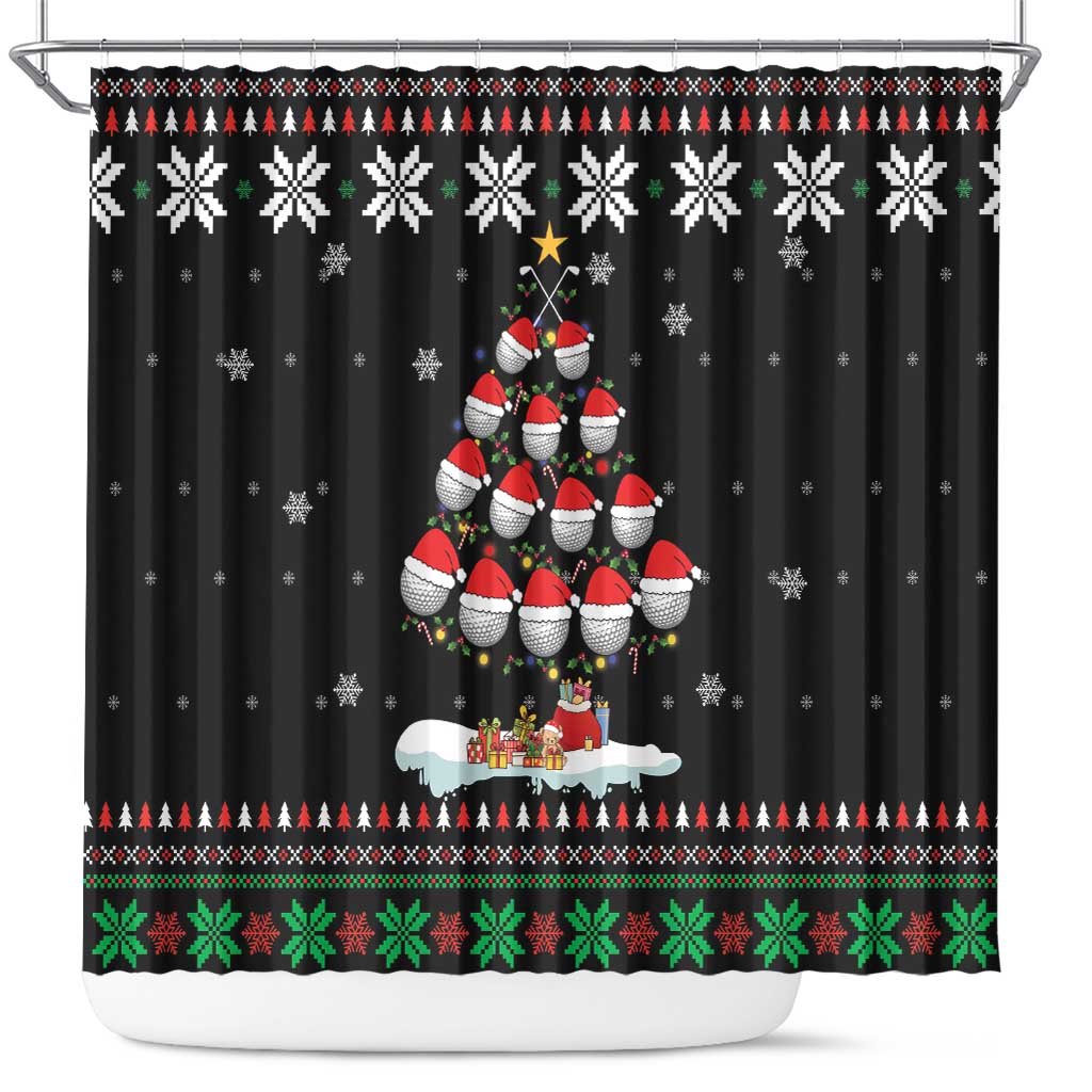 Golf Christmas Tree Snow Shower Curtain