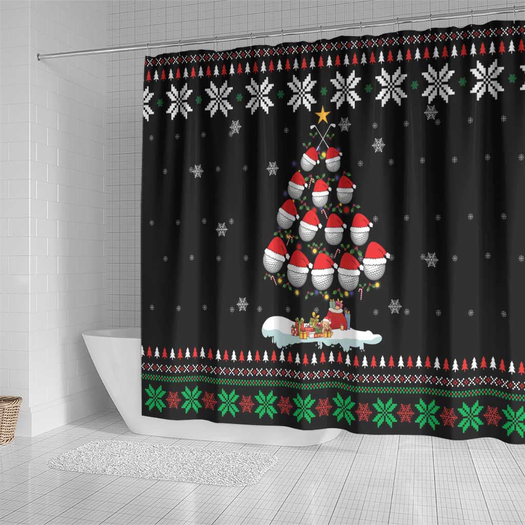 Golf Christmas Tree Snow Shower Curtain