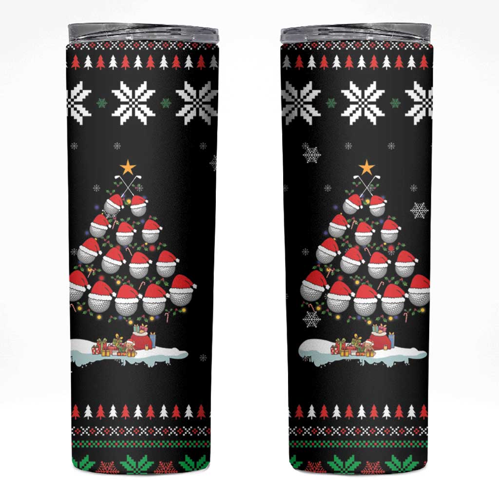 Golf Christmas Tree Snow Skinny Tumbler - Wonder Print Shop