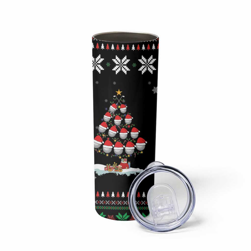 Golf Christmas Tree Snow Skinny Tumbler - Wonder Print Shop