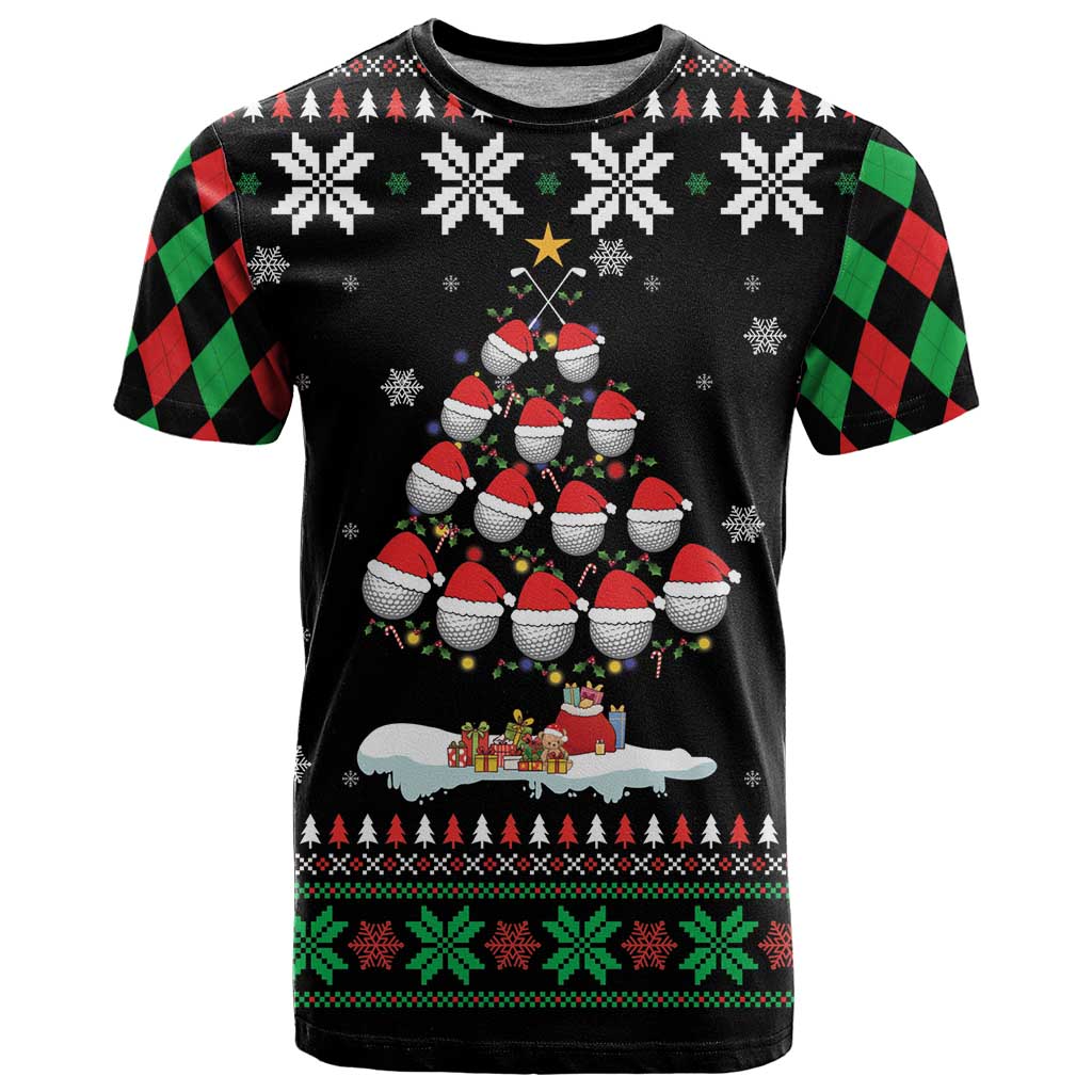 Golf Christmas Tree Snow T Shirt - Wonder Print Shop