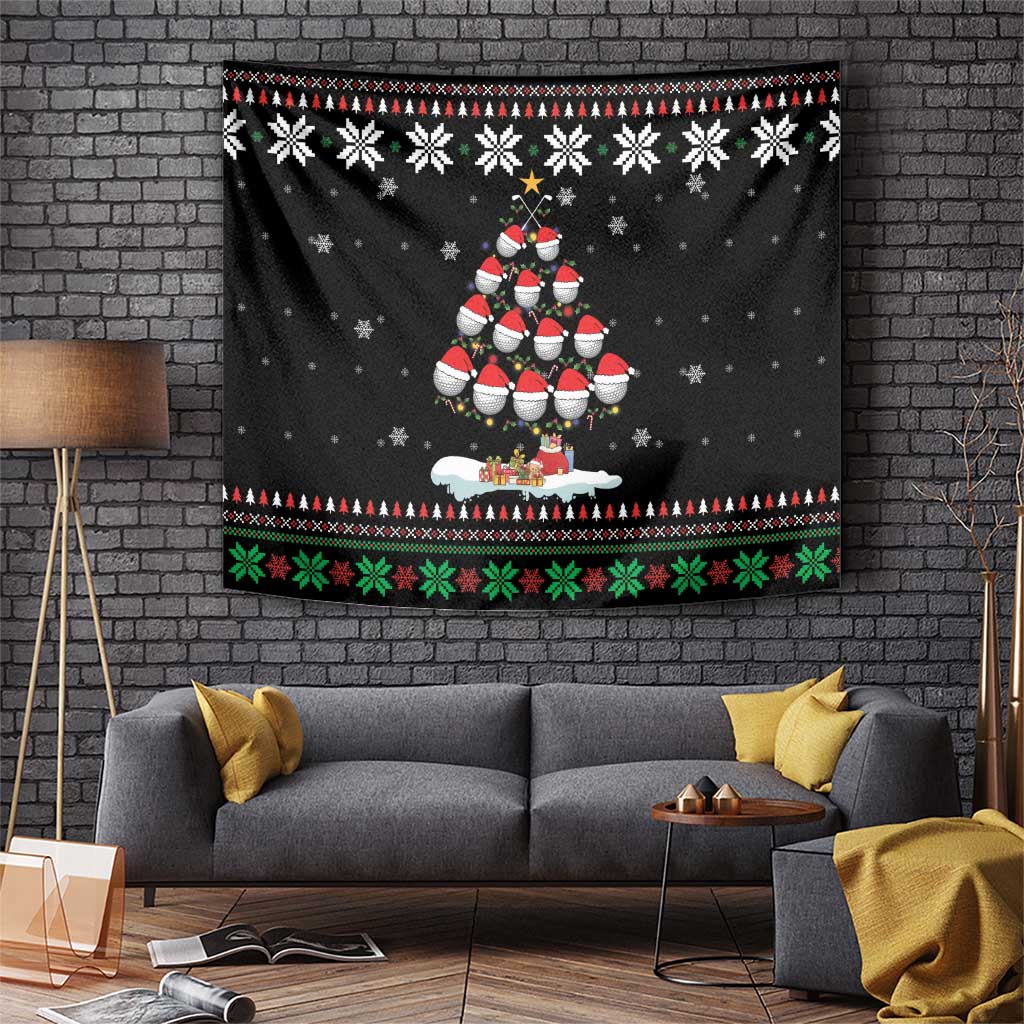 Golf Christmas Tree Snow Tapestry - Wonder Print Shop