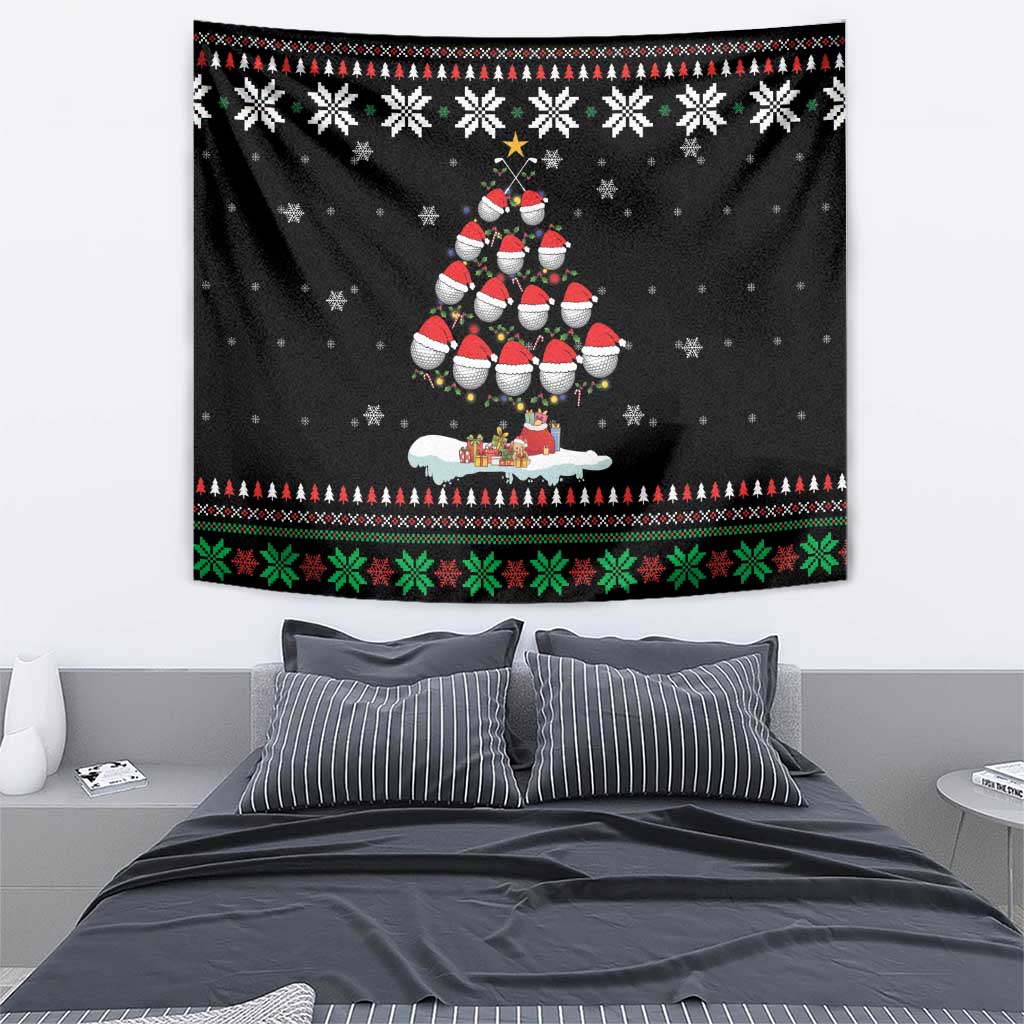 Golf Christmas Tree Snow Tapestry - Wonder Print Shop
