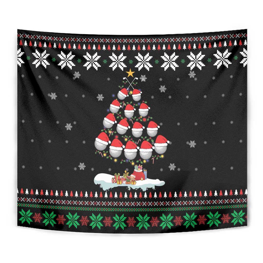 Golf Christmas Tree Snow Tapestry - Wonder Print Shop
