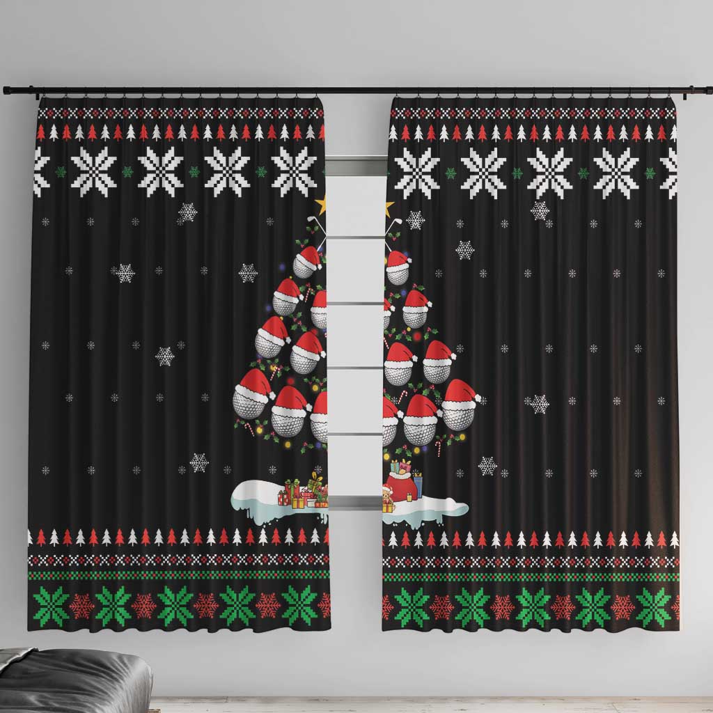 Golf Christmas Tree Snow Window Curtain - Wonder Print Shop