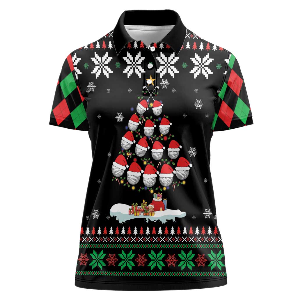 Golf Christmas Tree Snow Women Polo Shirt - Wonder Print Shop