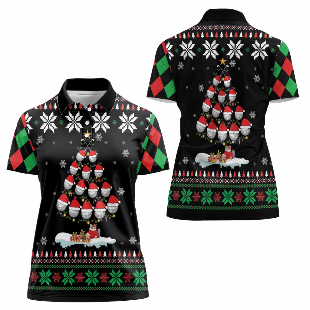 Golf Christmas Tree Snow Women Polo Shirt - Wonder Print Shop