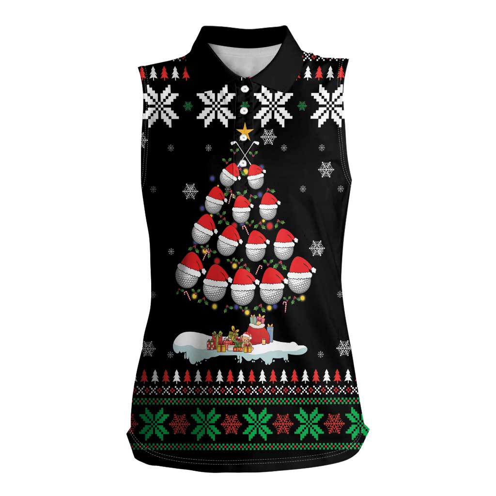 Golf Christmas Tree Snow Women Sleeveless Polo Shirt - Wonder Print Shop