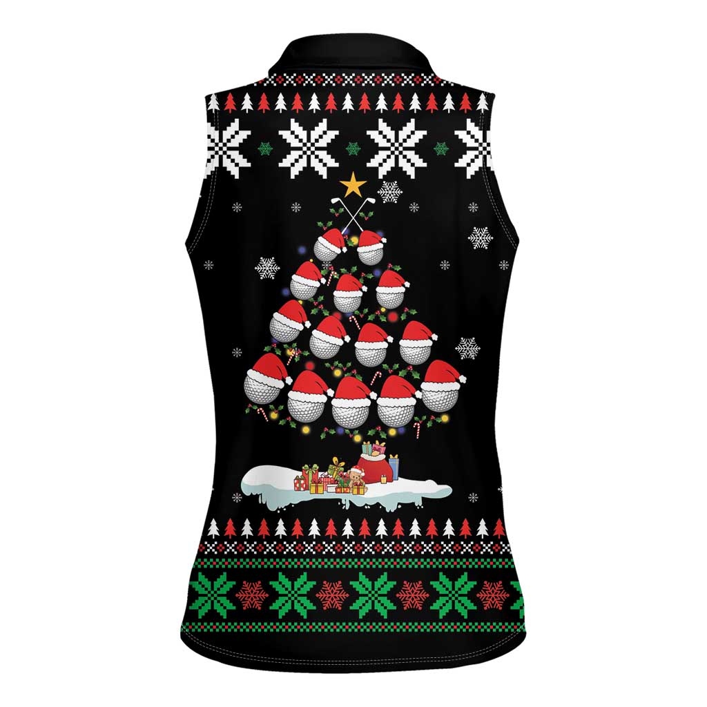 Golf Christmas Tree Snow Women Sleeveless Polo Shirt - Wonder Print Shop