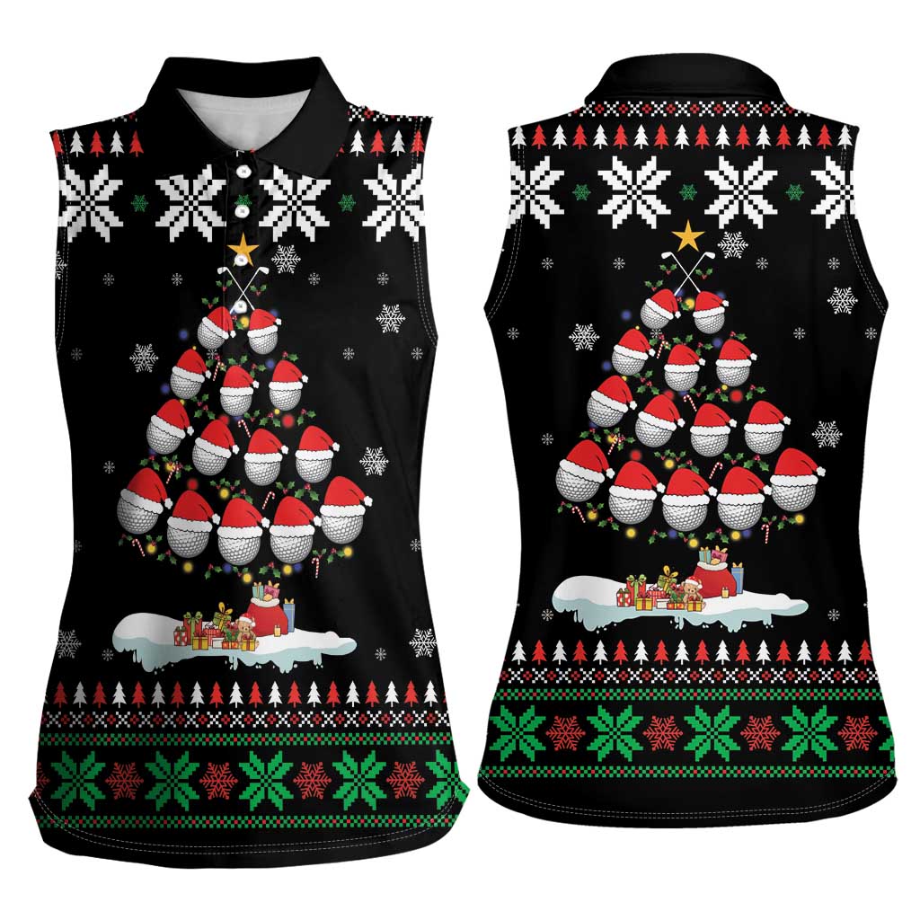 Golf Christmas Tree Snow Women Sleeveless Polo Shirt - Wonder Print Shop