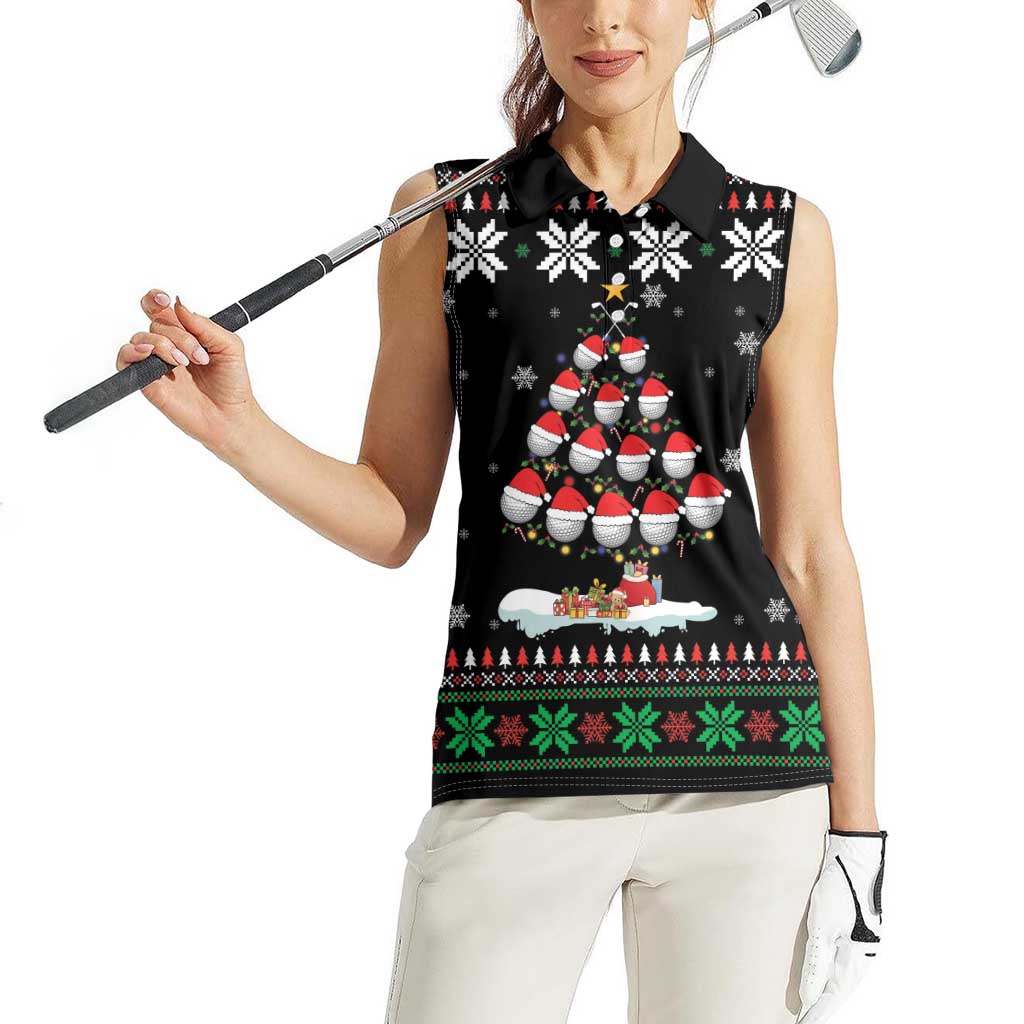 Golf Christmas Tree Snow Women Sleeveless Polo Shirt - Wonder Print Shop