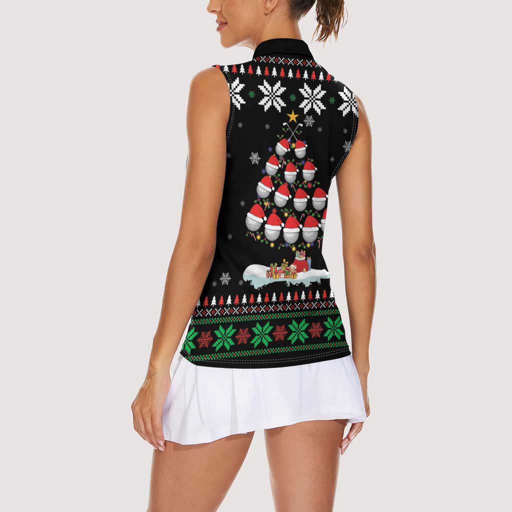Golf Christmas Tree Snow Women Sleeveless Polo Shirt - Wonder Print Shop