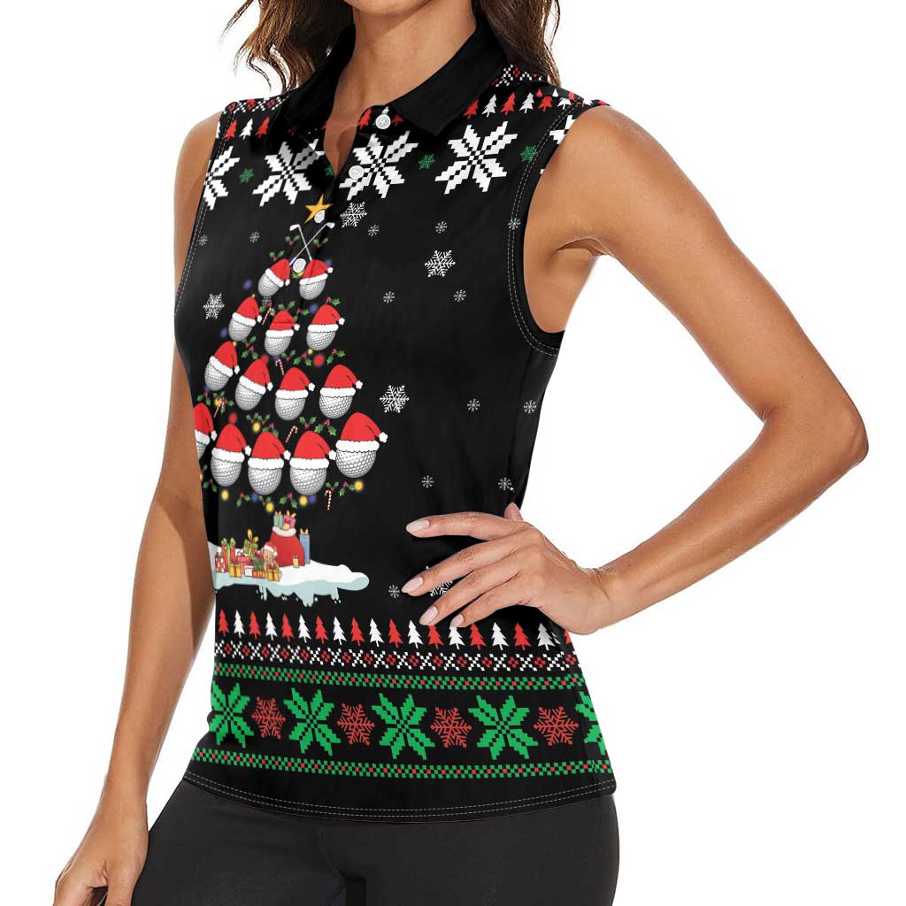 Golf Christmas Tree Snow Women Sleeveless Polo Shirt - Wonder Print Shop