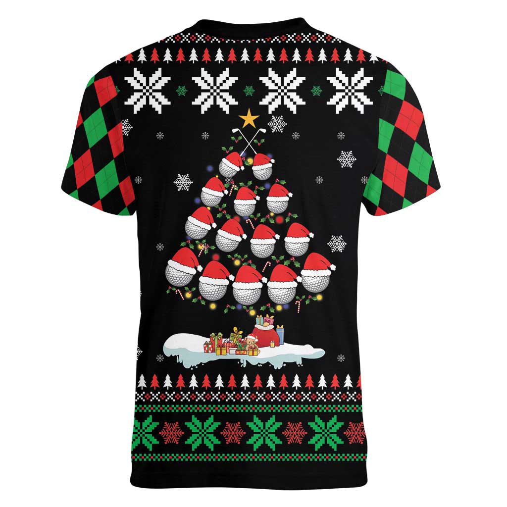 Golf Christmas Tree Snow Women V-Neck T-Shirt - Wonder Print Shop