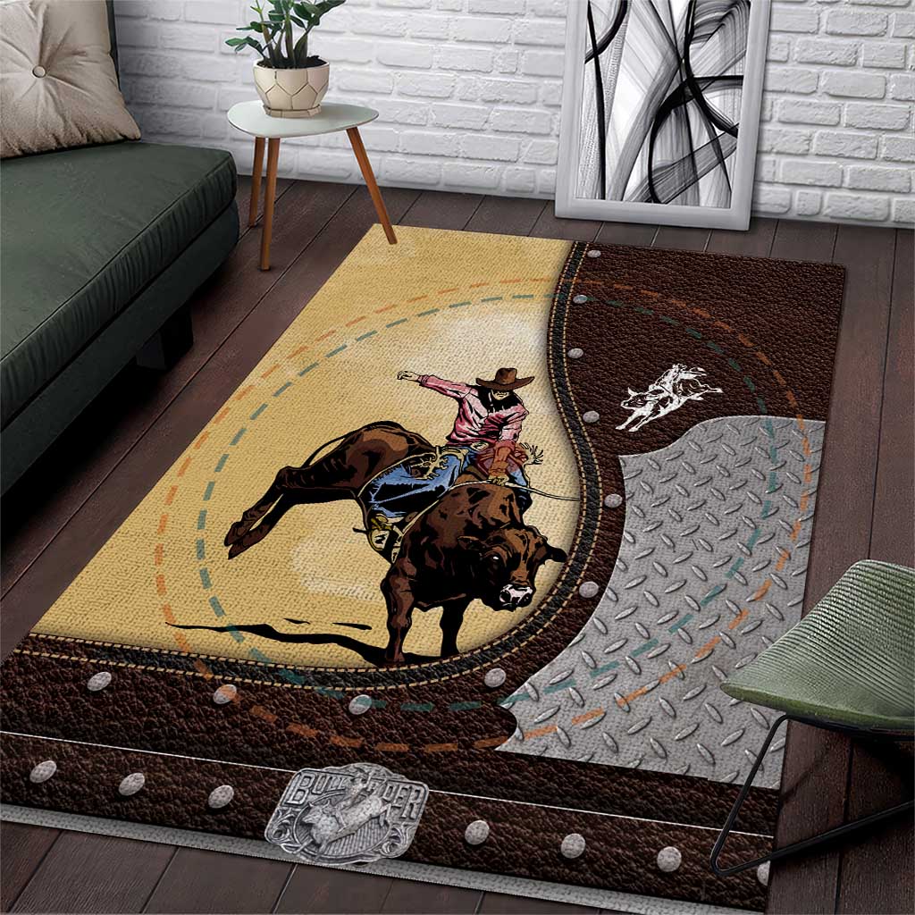 Name Bull Riding Area Rug Cowboy Courage Rodeo