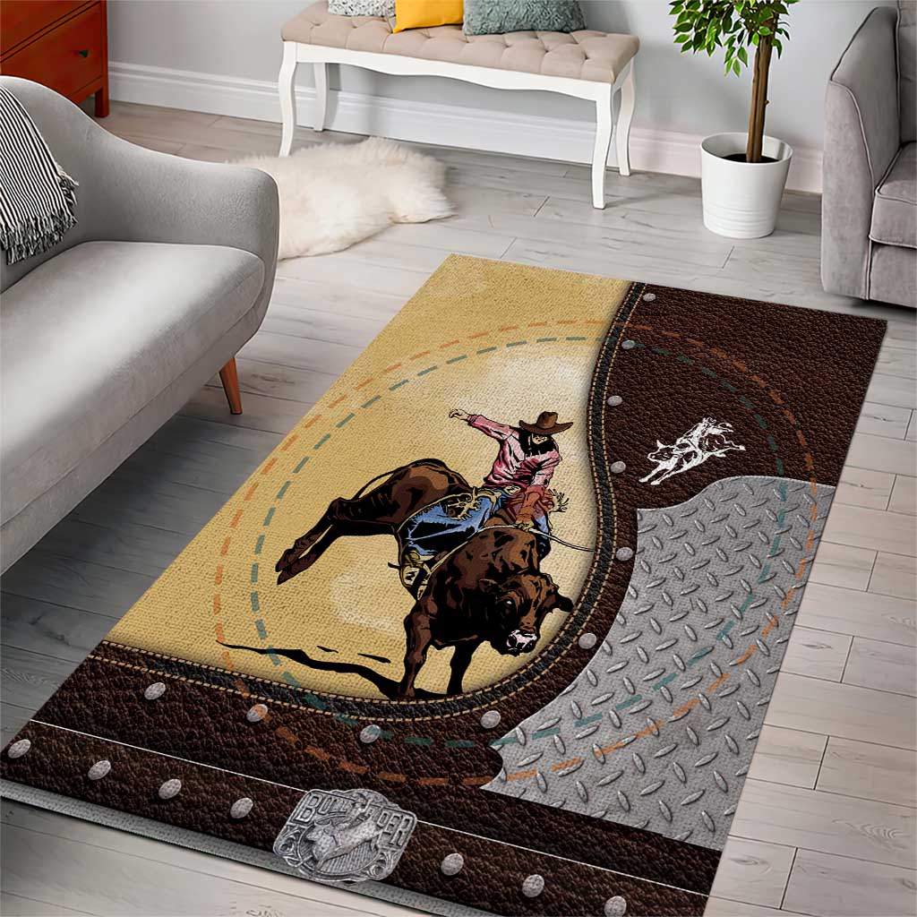 Name Bull Riding Area Rug Cowboy Courage Rodeo
