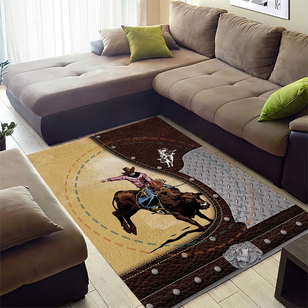 Name Bull Riding Area Rug Cowboy Courage Rodeo